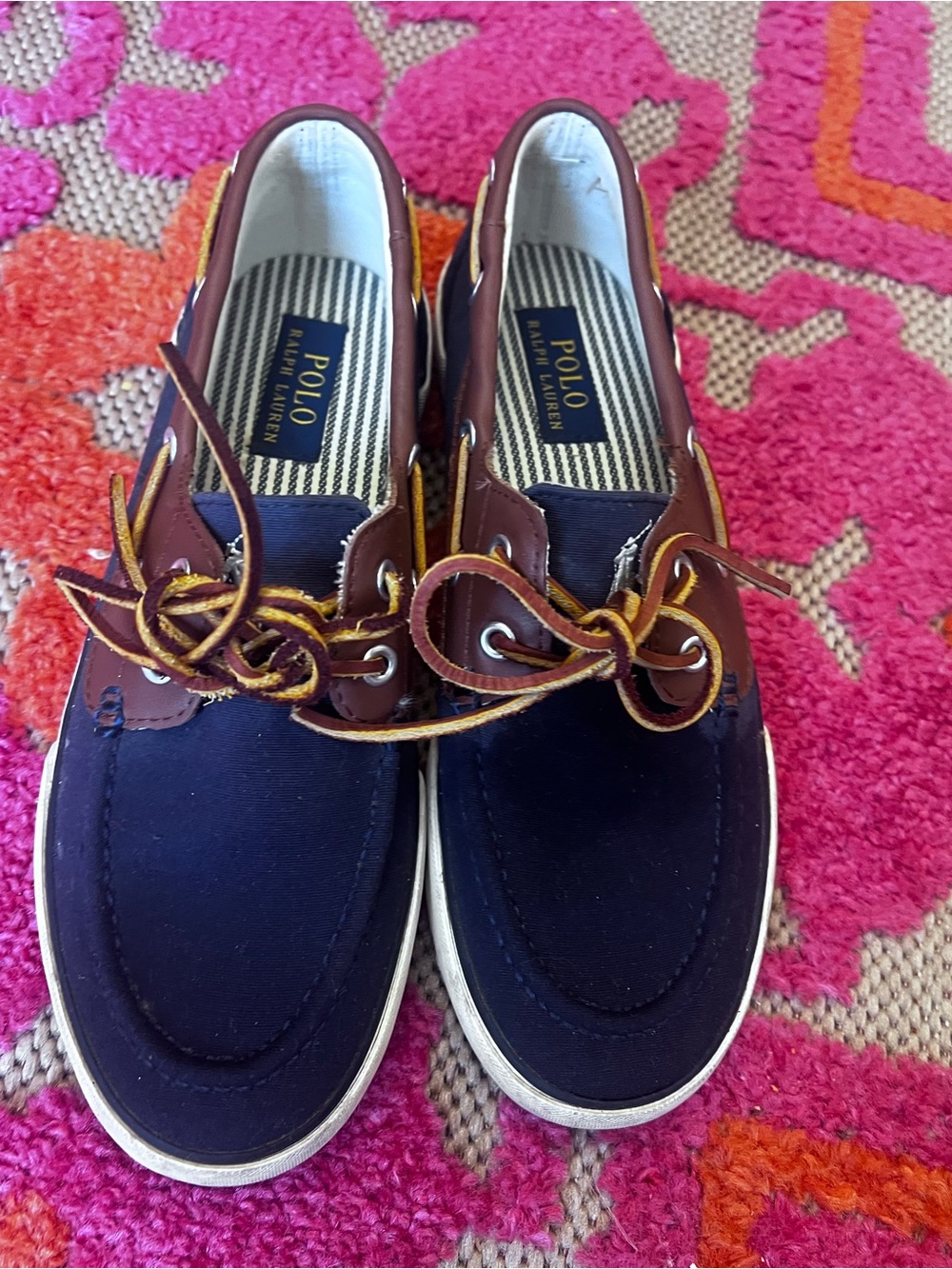 Polo by Ralph Lauren Navy and Brown Classic Boat Shoes 8D